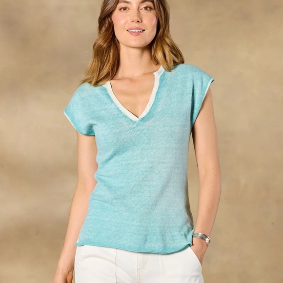 Women’s Sundance Laurette Sweater Tee, Aqua, Petite Medium - Picture 1 of 6